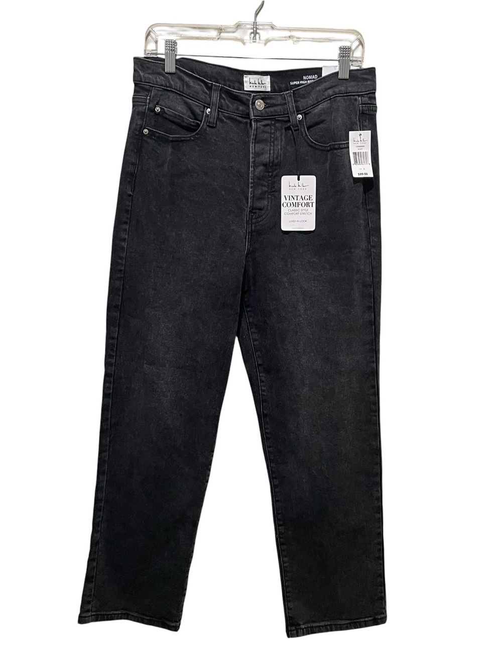 Nicole Miller Nomad Super High Rise Straight Black Jeans Women Size 6 NWT